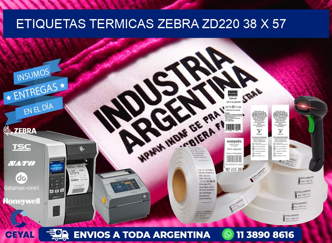 ETIQUETAS TERMICAS ZEBRA ZD220 38 x 57