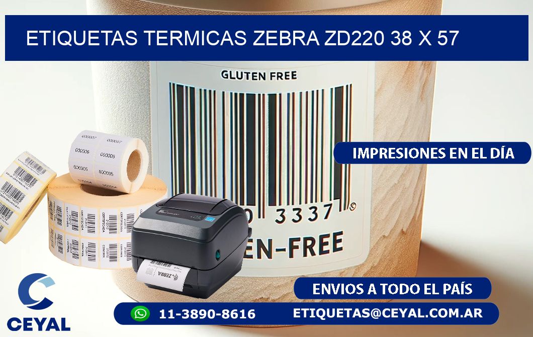 ETIQUETAS TERMICAS ZEBRA ZD220 38 x 57