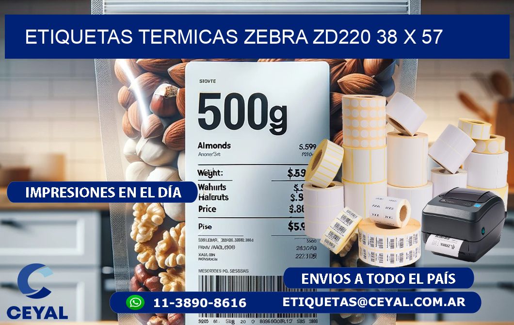ETIQUETAS TERMICAS ZEBRA ZD220 38 x 57
