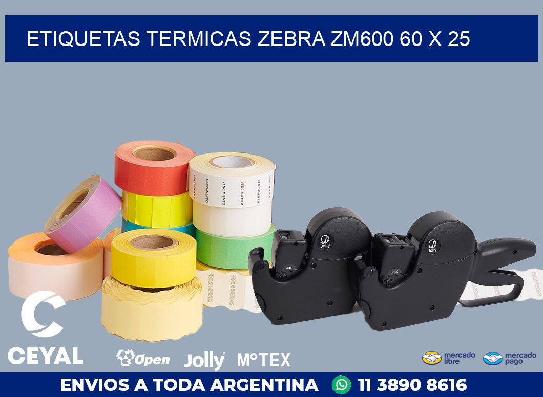 ETIQUETAS TERMICAS ZEBRA ZM600 60 x 25