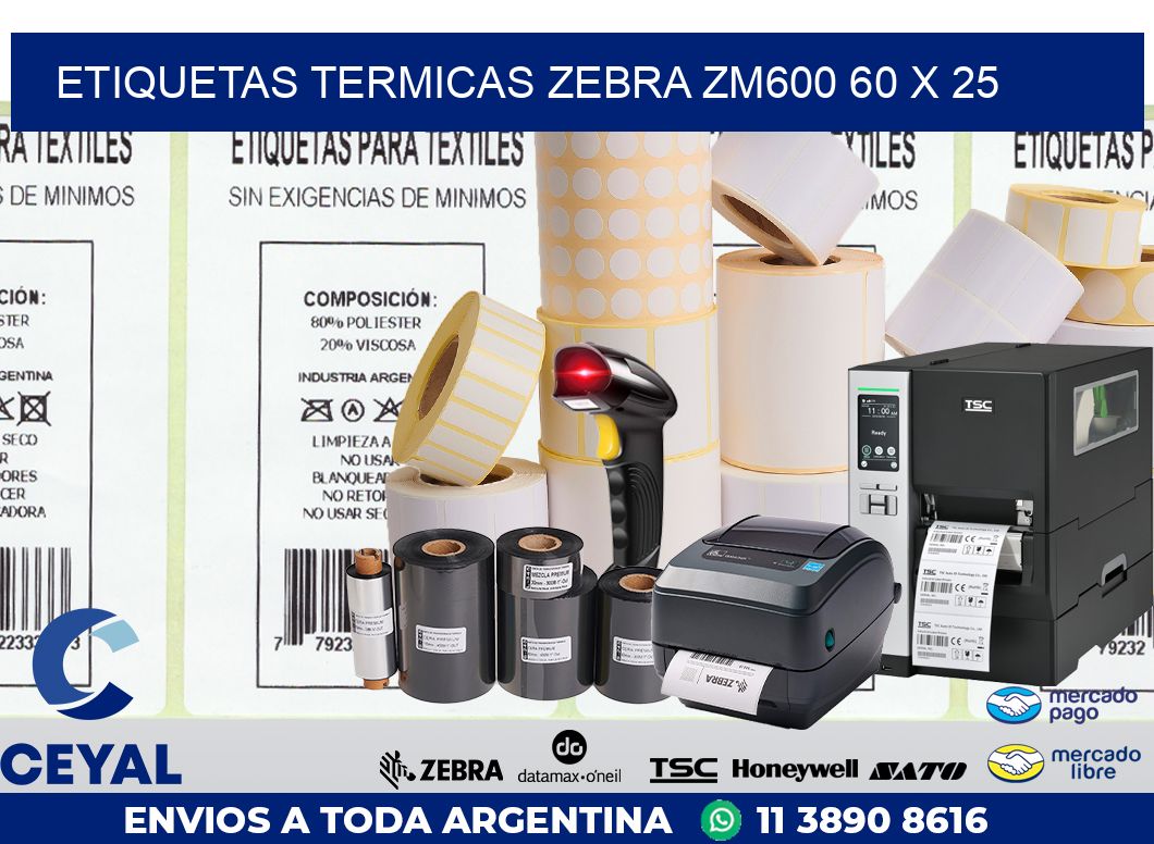 ETIQUETAS TERMICAS ZEBRA ZM600 60 x 25