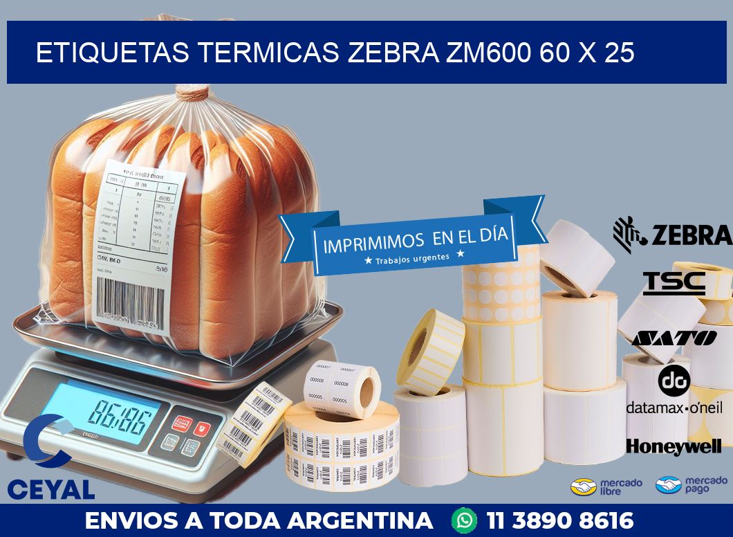 ETIQUETAS TERMICAS ZEBRA ZM600 60 x 25