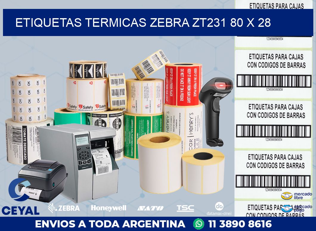 ETIQUETAS TERMICAS ZEBRA ZT231 80 x 28