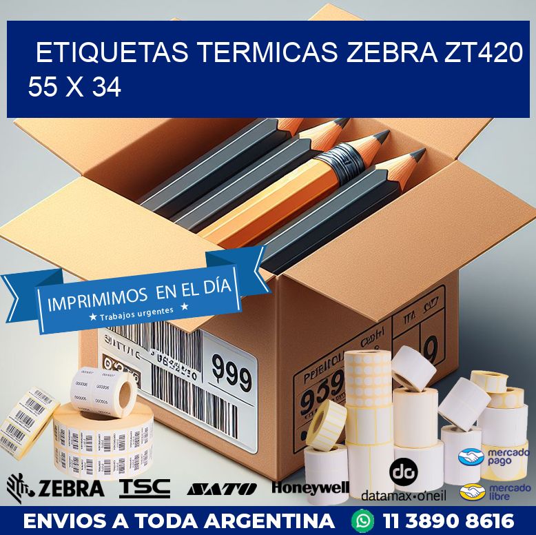 ETIQUETAS TERMICAS ZEBRA ZT420 55 x 34