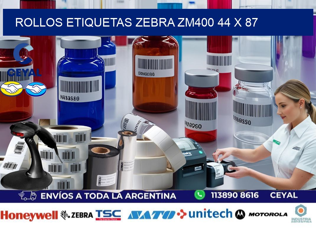 ROLLOS ETIQUETAS Zebra ZM400 44 x 87