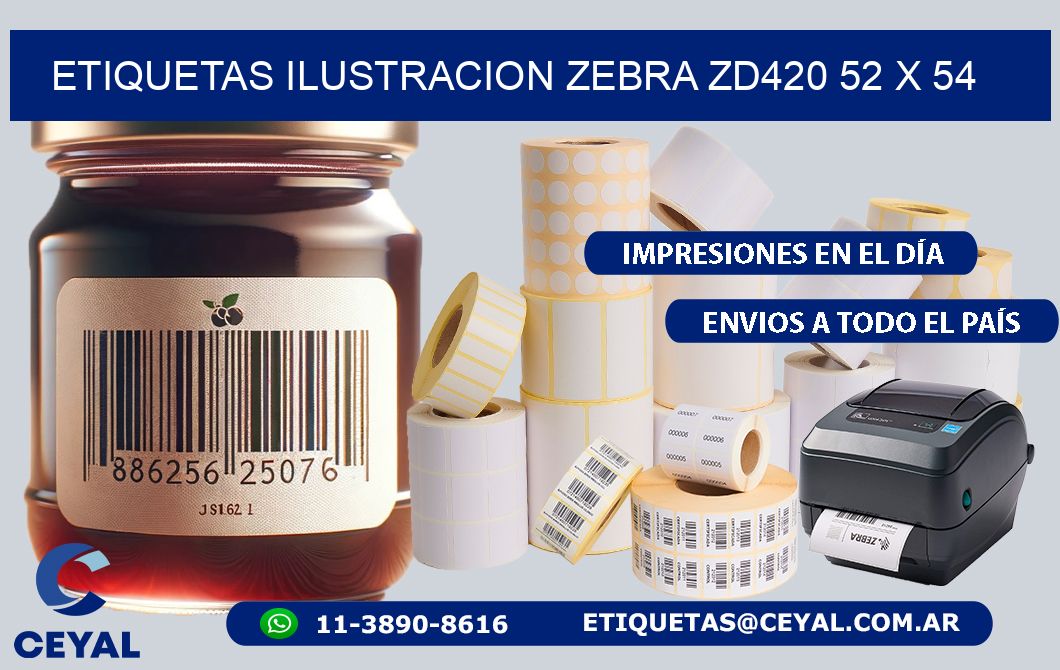 ETIQUETAS ILUSTRACION ZEBRA ZD420 52 x 54
