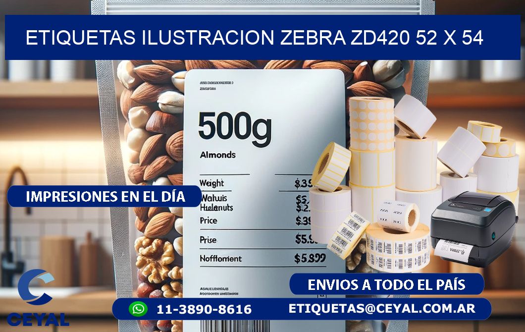 ETIQUETAS ILUSTRACION ZEBRA ZD420 52 x 54