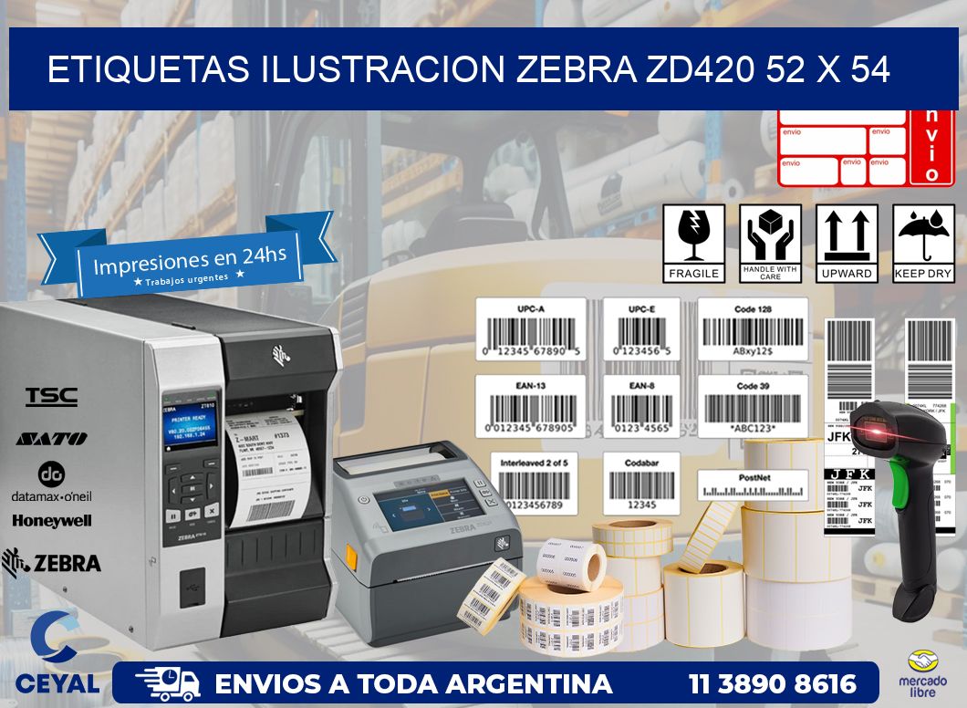 ETIQUETAS ILUSTRACION ZEBRA ZD420 52 x 54