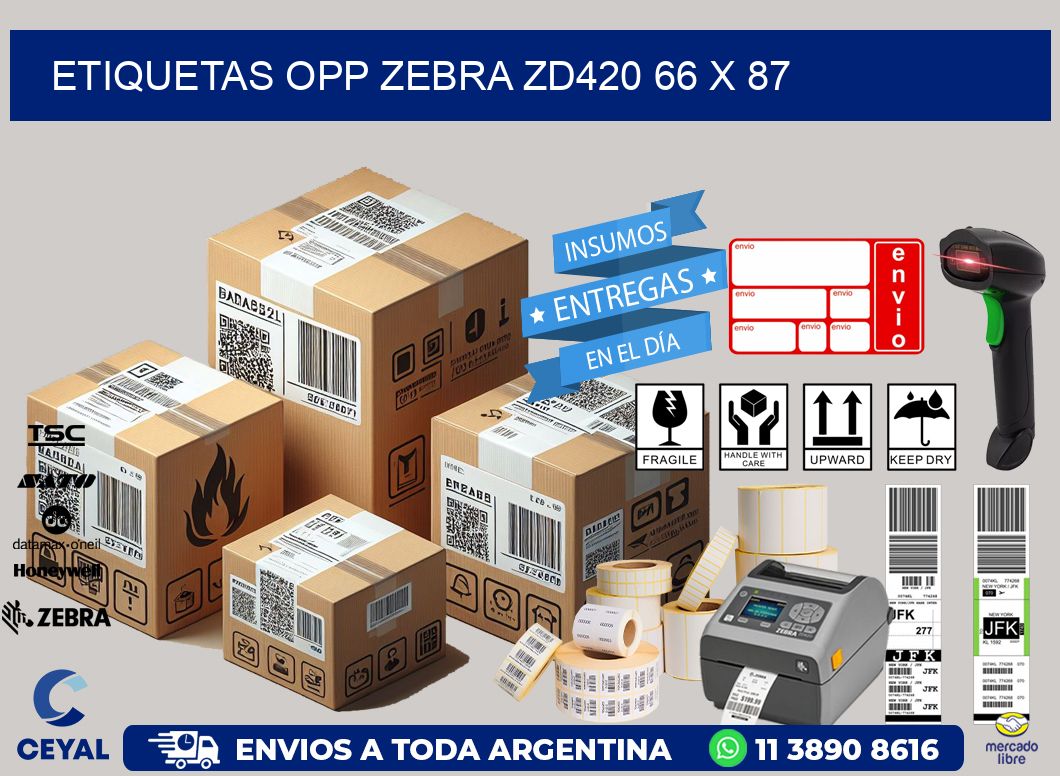 ETIQUETAS OPP ZEBRA ZD420 66 x 87