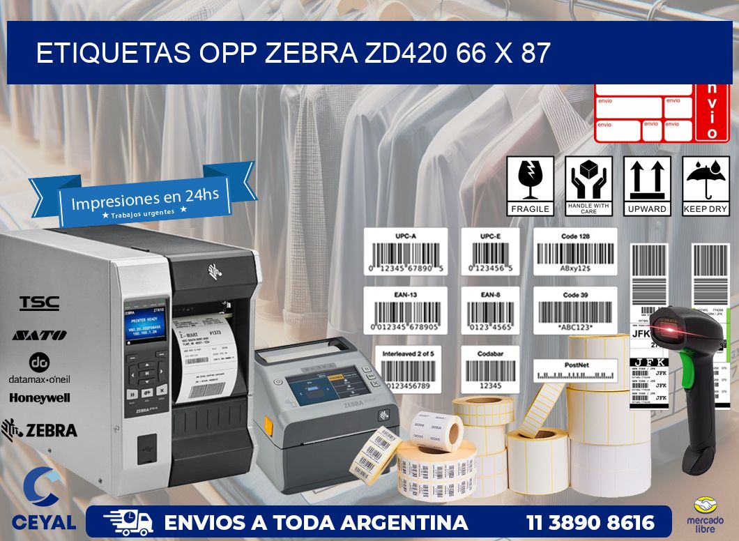 ETIQUETAS OPP ZEBRA ZD420 66 x 87