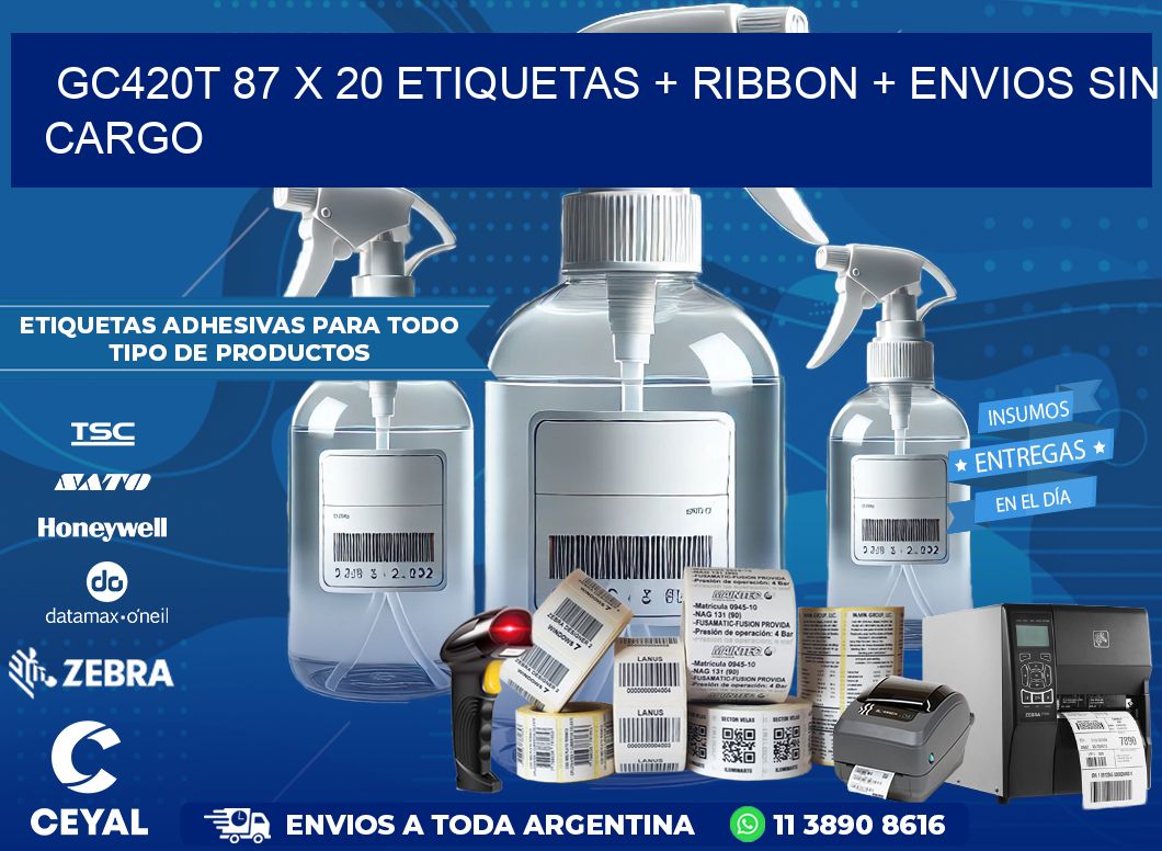 GC420T 87 x 20 etiquetas + ribbon + envios sin cargo