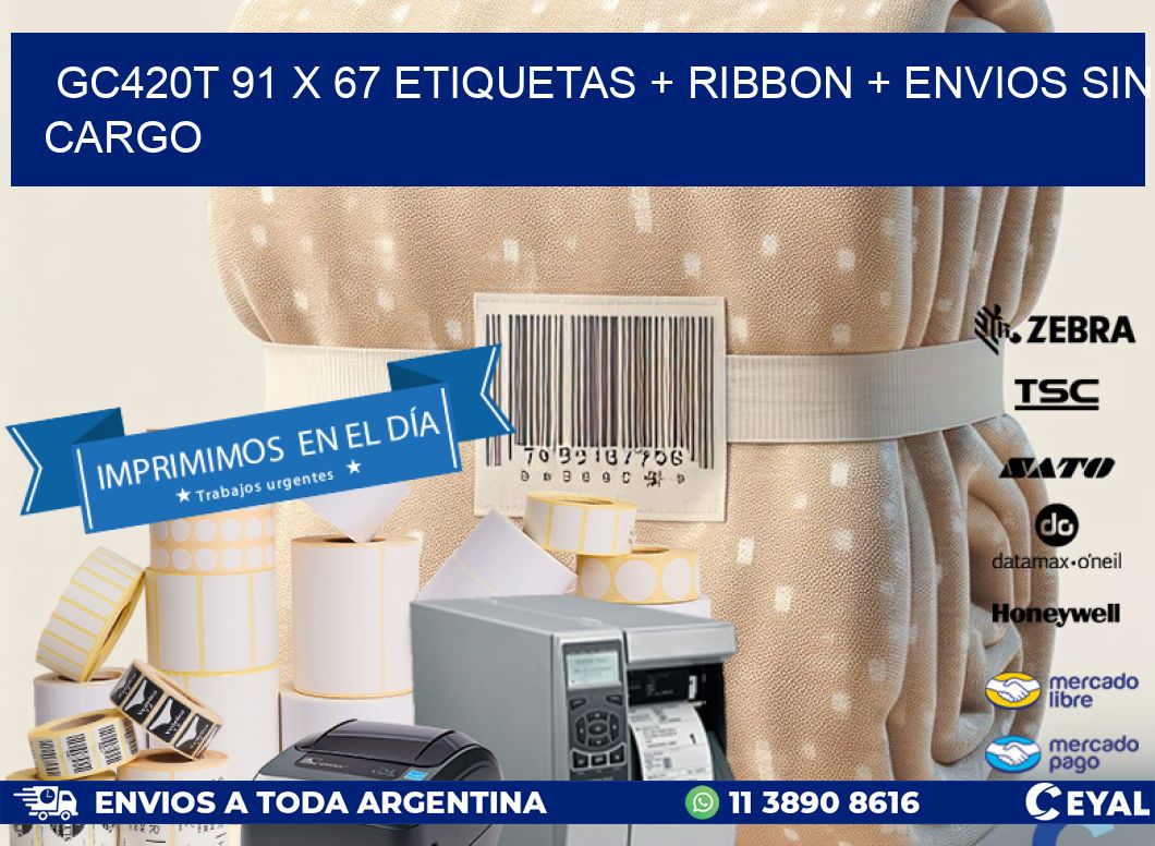 GC420T 91 x 67 etiquetas + ribbon + envios sin cargo