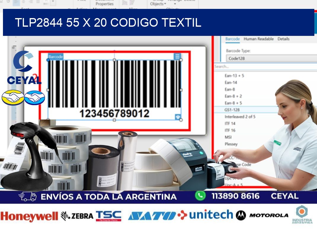 TLP2844 55 x 20 CODIGO TEXTIL