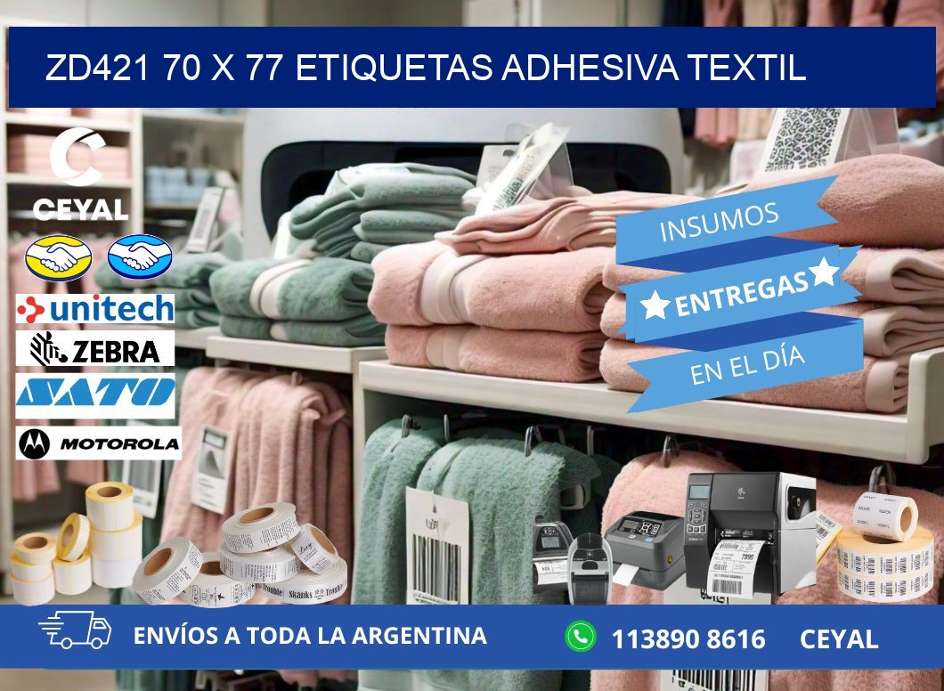 ZD421 70 x 77 ETIQUETAS ADHESIVA TEXTIL