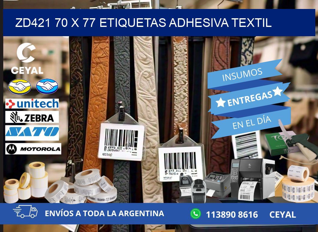 ZD421 70 x 77 ETIQUETAS ADHESIVA TEXTIL