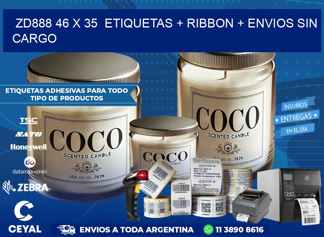 ZD888 46 x 35  etiquetas + ribbon + envios sin cargo