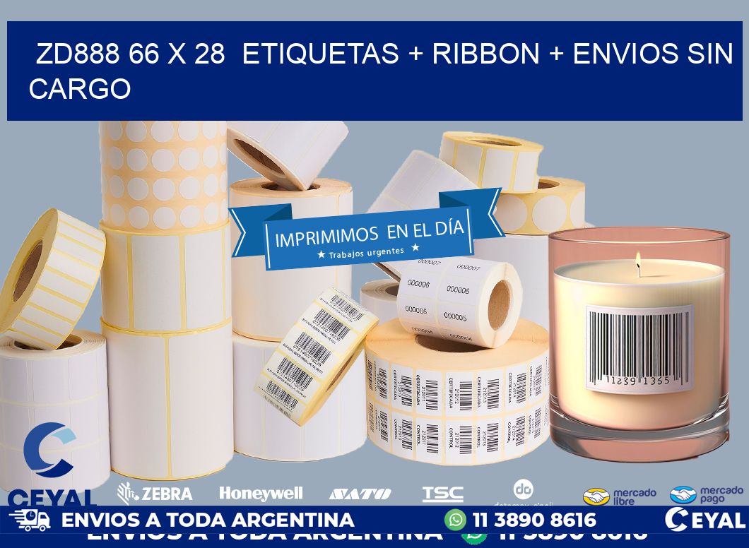 ZD888 66 x 28  etiquetas + ribbon + envios sin cargo
