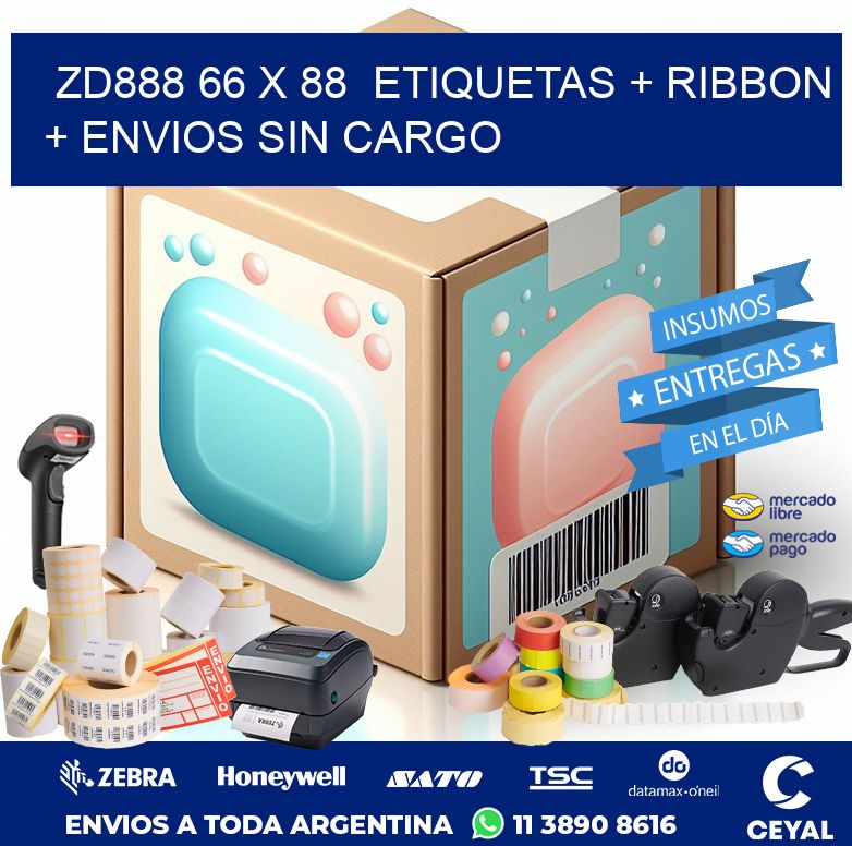 ZD888 66 x 88  etiquetas + ribbon + envios sin cargo