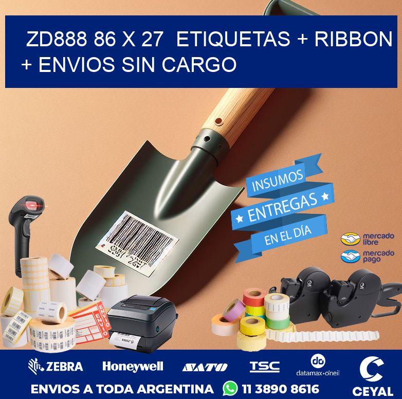 ZD888 86 x 27  etiquetas + ribbon + envios sin cargo
