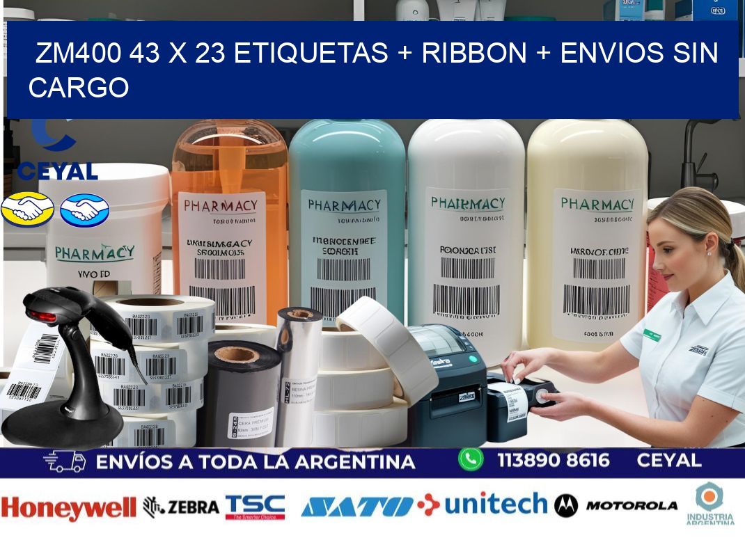 ZM400 43 x 23 etiquetas + ribbon + envios sin cargo