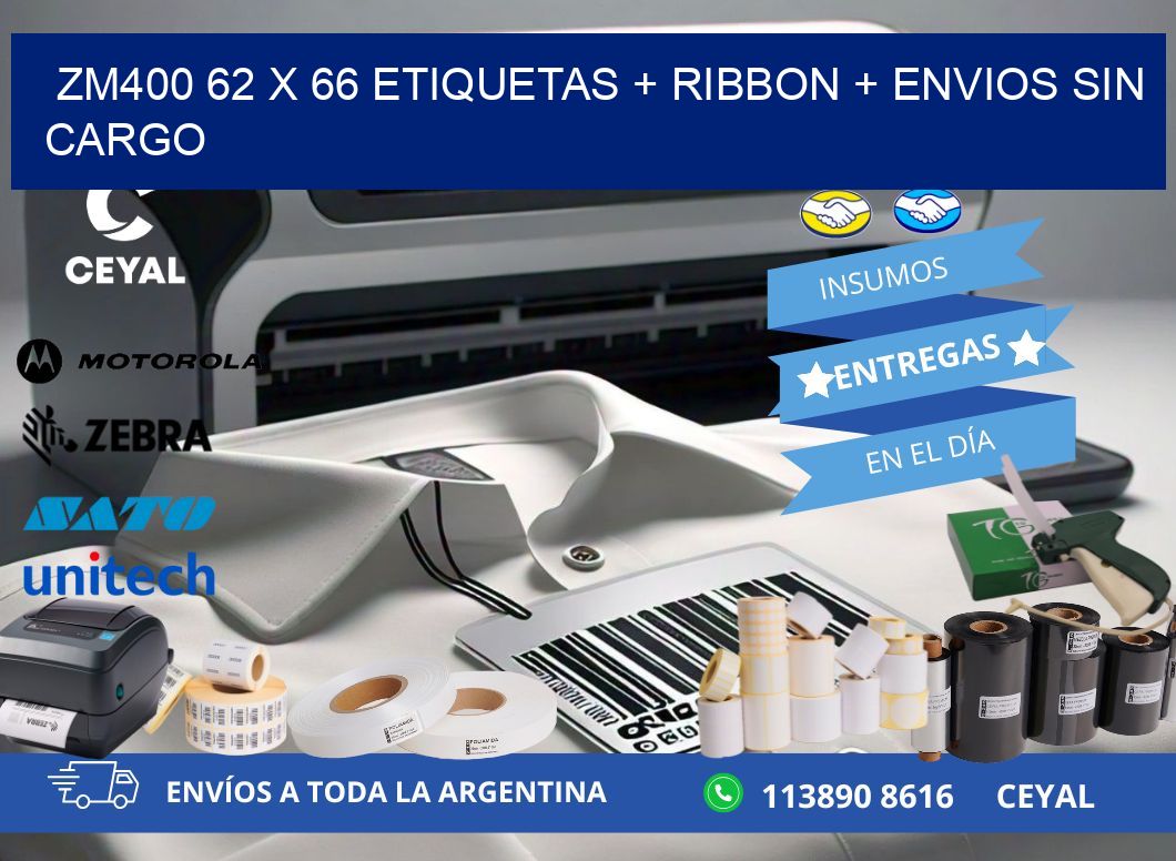 ZM400 62 x 66 etiquetas + ribbon + envios sin cargo