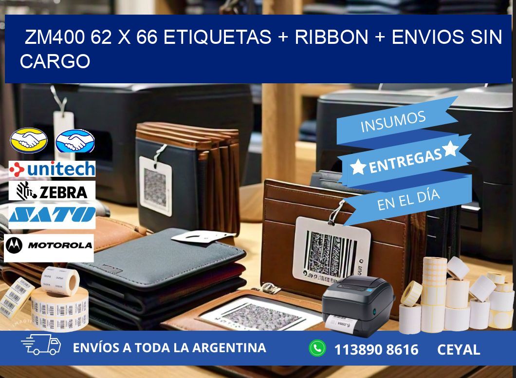 ZM400 62 x 66 etiquetas + ribbon + envios sin cargo