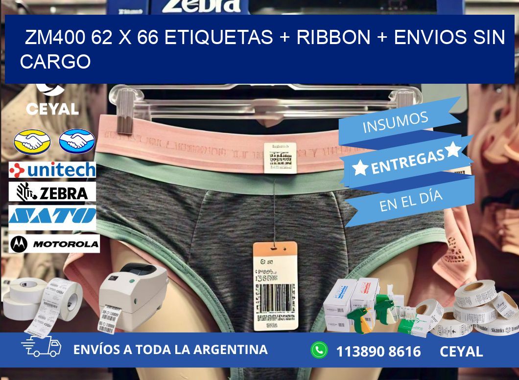 ZM400 62 x 66 etiquetas + ribbon + envios sin cargo