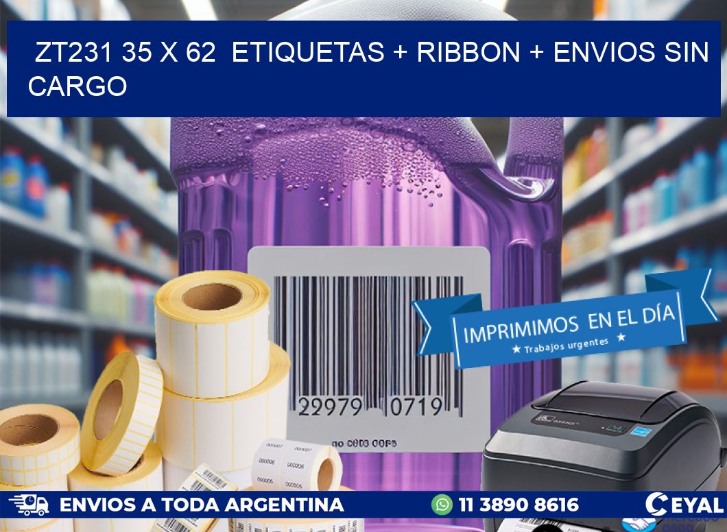 ZT231 35 x 62  etiquetas + ribbon + envios sin cargo
