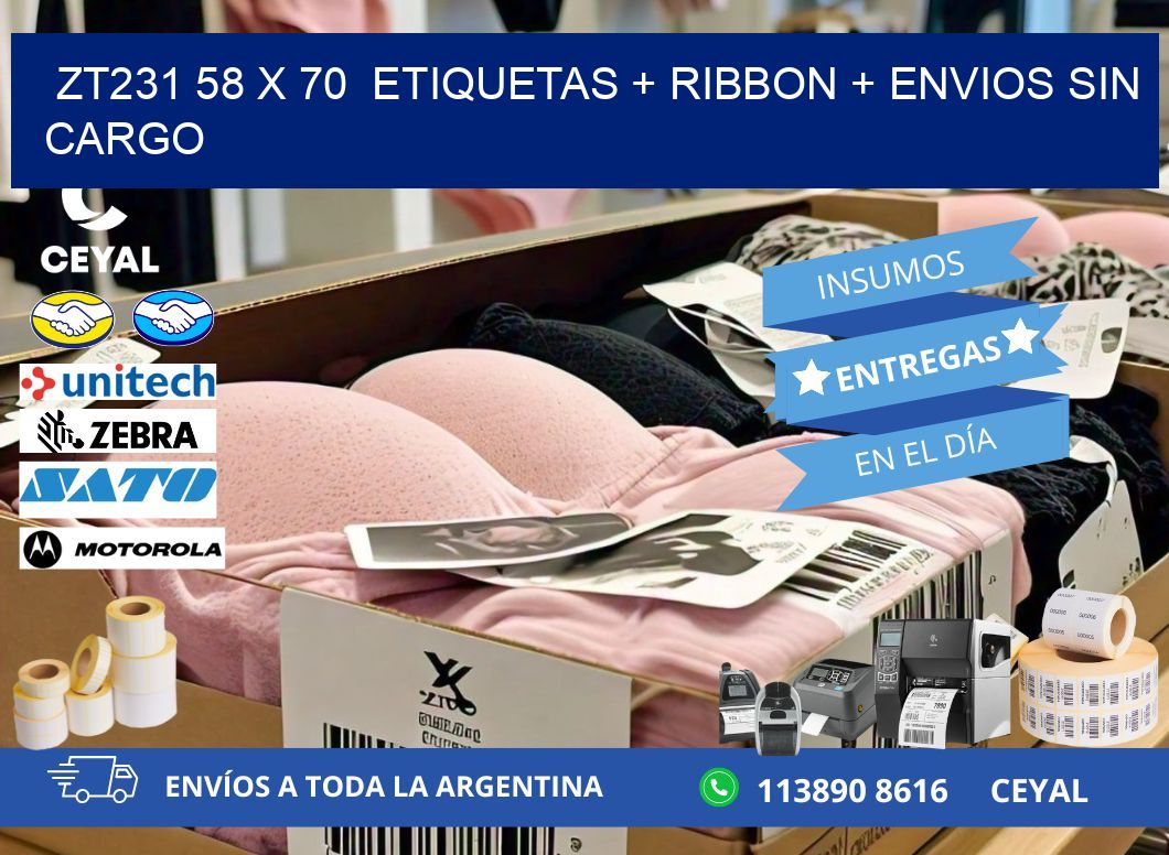 ZT231 58 x 70  etiquetas + ribbon + envios sin cargo
