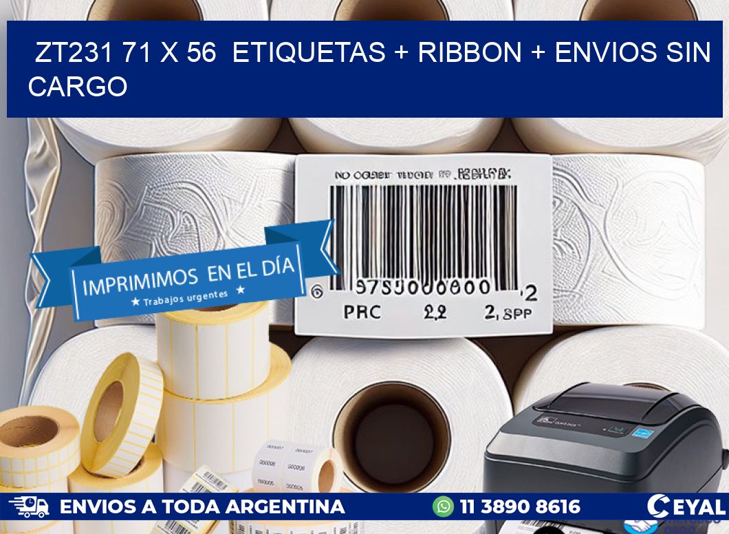 ZT231 71 x 56  etiquetas + ribbon + envios sin cargo