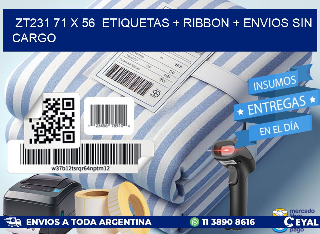 ZT231 71 x 56  etiquetas + ribbon + envios sin cargo