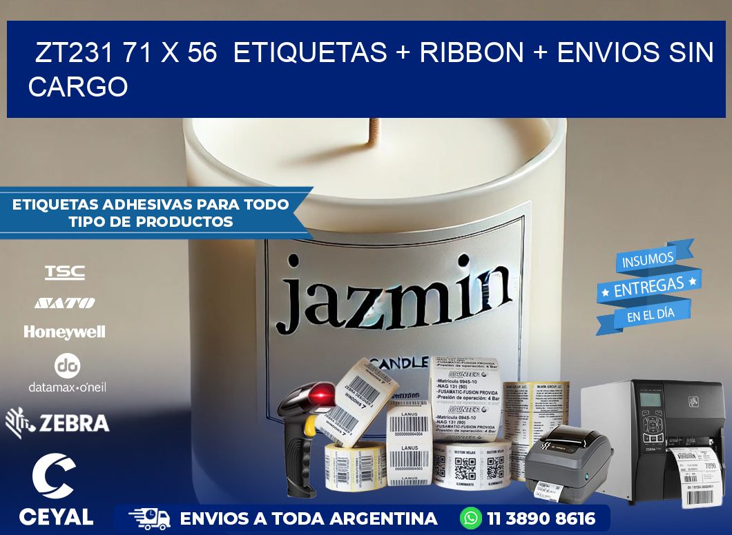 ZT231 71 x 56  etiquetas + ribbon + envios sin cargo