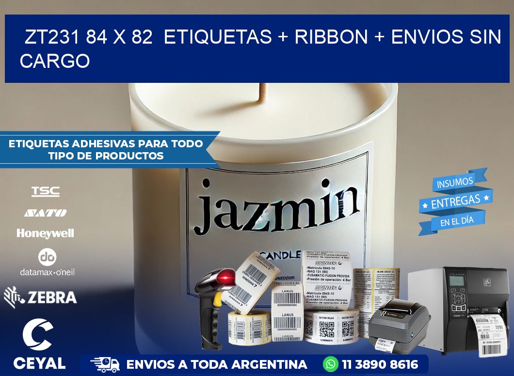 ZT231 84 x 82  etiquetas + ribbon + envios sin cargo