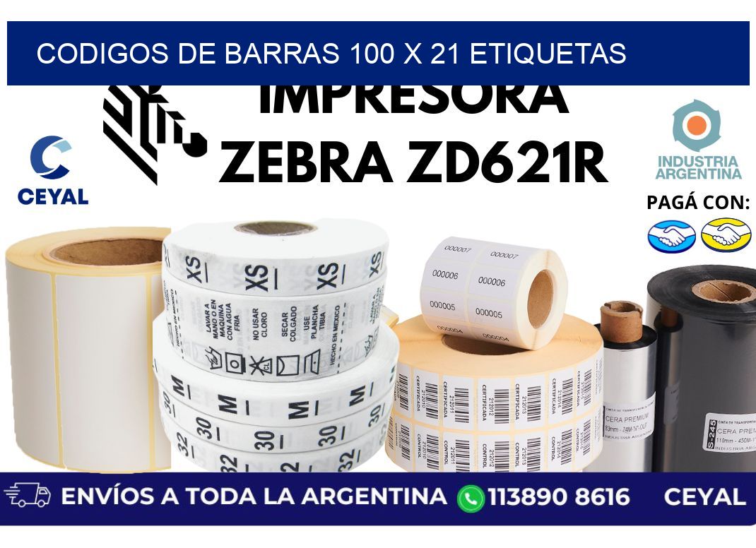 codigos de barras 100 x 21 etiquetas
