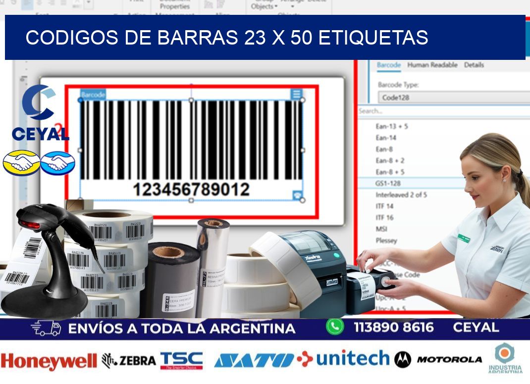 codigos de barras 23 x 50 etiquetas