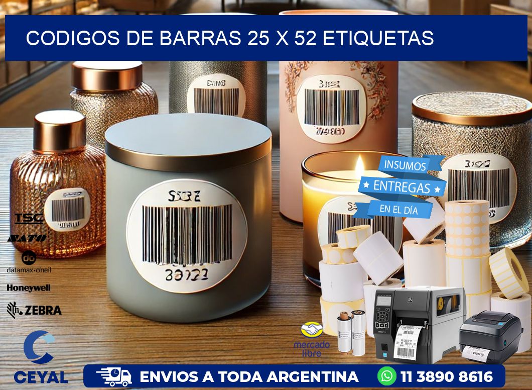 codigos de barras 25 x 52 etiquetas