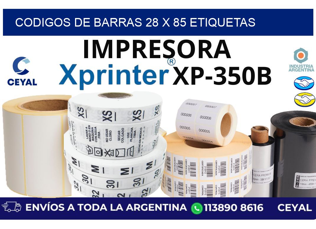 codigos de barras 28 x 85 etiquetas