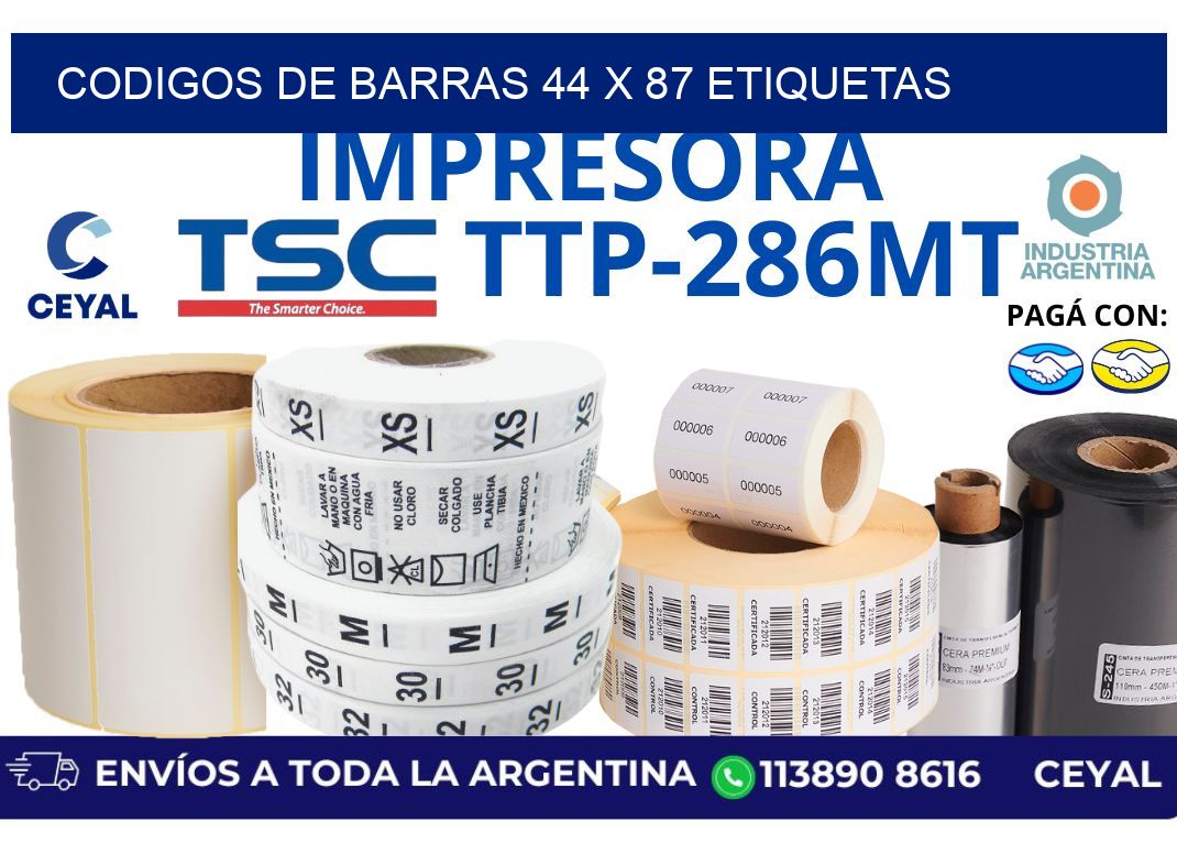 codigos de barras 44 x 87 etiquetas