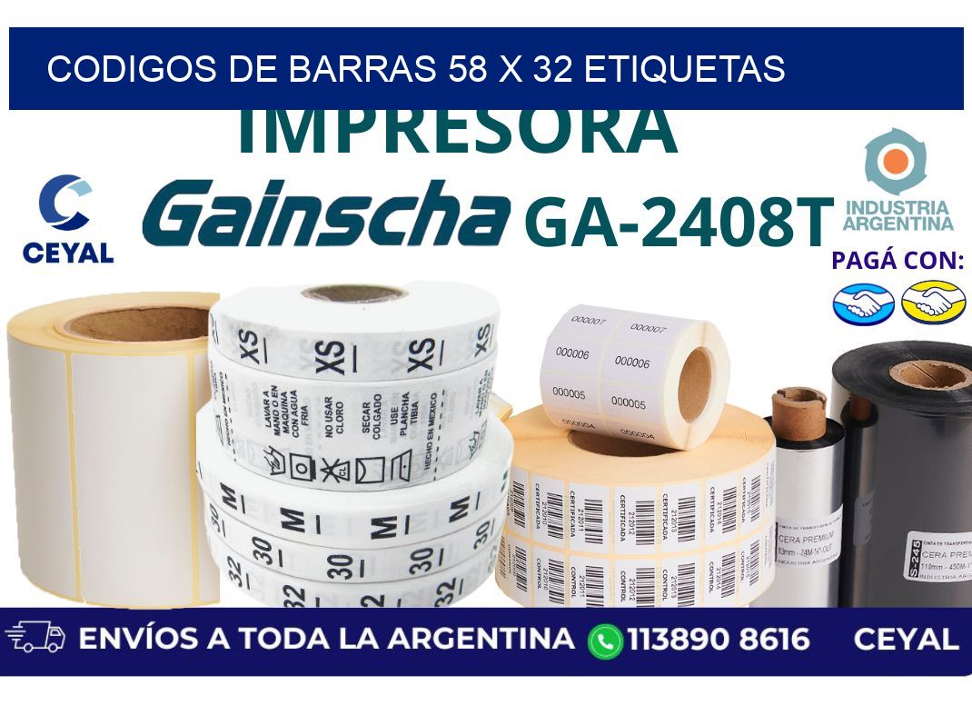 codigos de barras 58 x 32 etiquetas