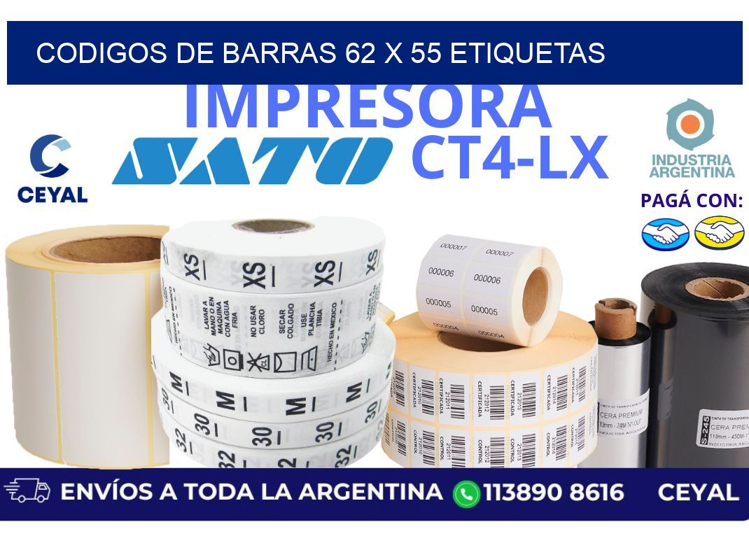 codigos de barras 62 x 55 etiquetas
