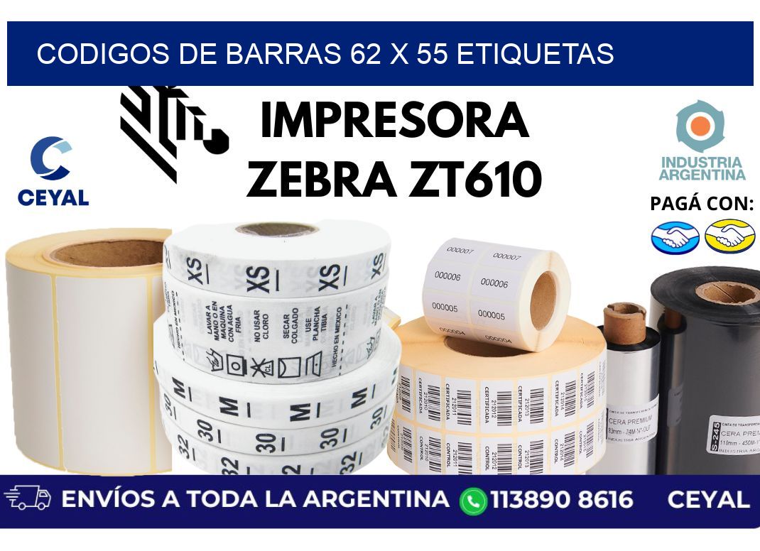 codigos de barras 62 x 55 etiquetas