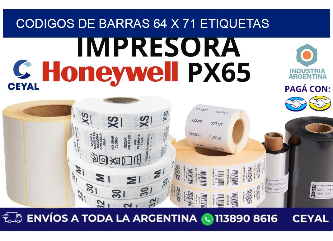 codigos de barras 64 x 71 etiquetas