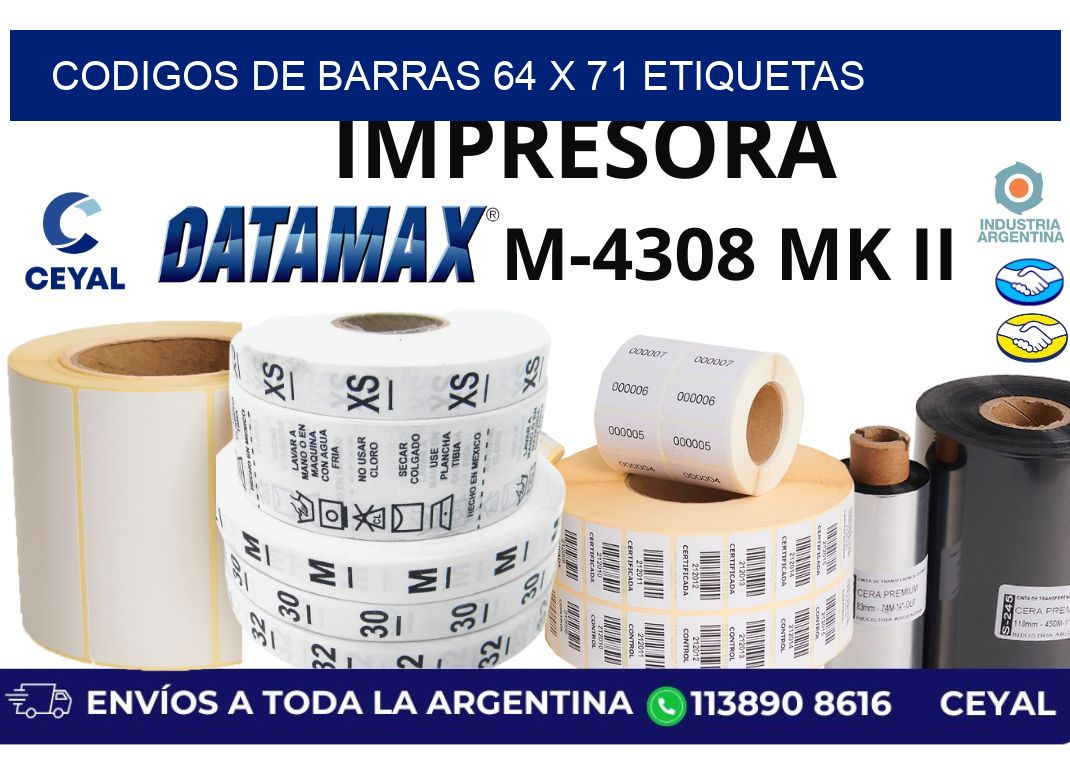 codigos de barras 64 x 71 etiquetas