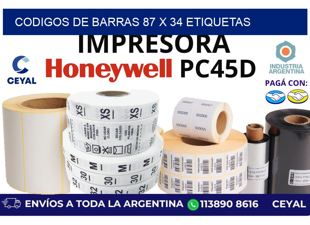 codigos de barras 87 x 34 etiquetas