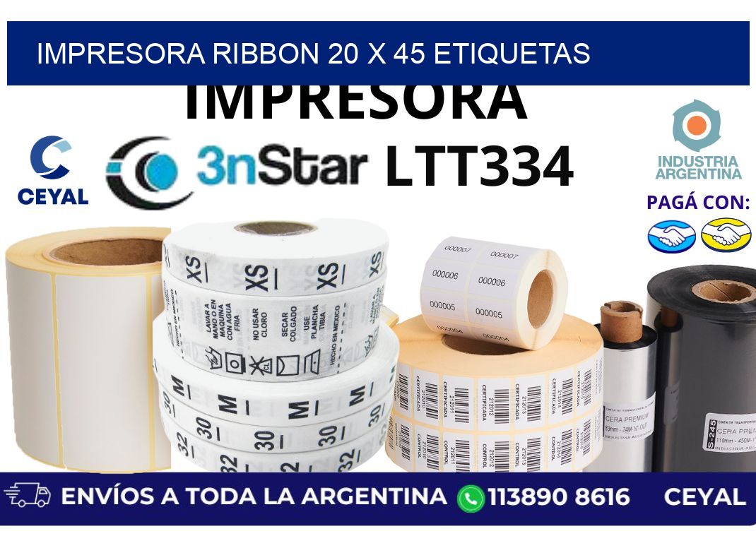 impresora ribbon 20 x 45 etiquetas