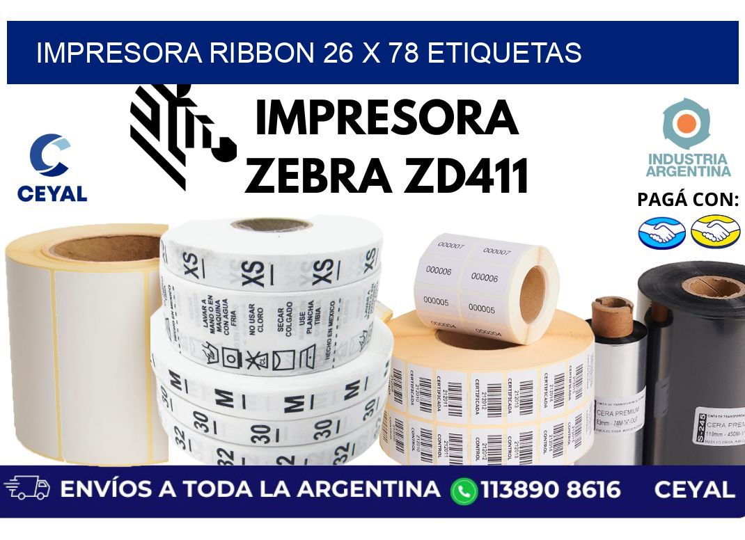 impresora ribbon 26 x 78 etiquetas