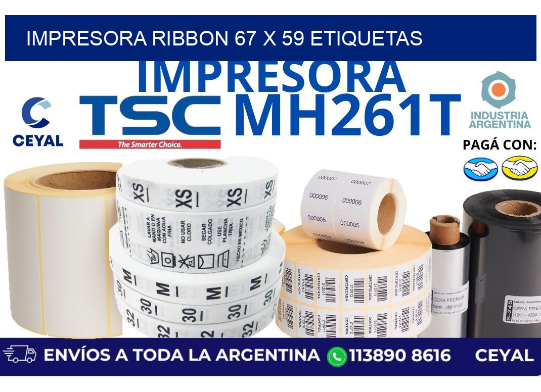 impresora ribbon 67 x 59 etiquetas