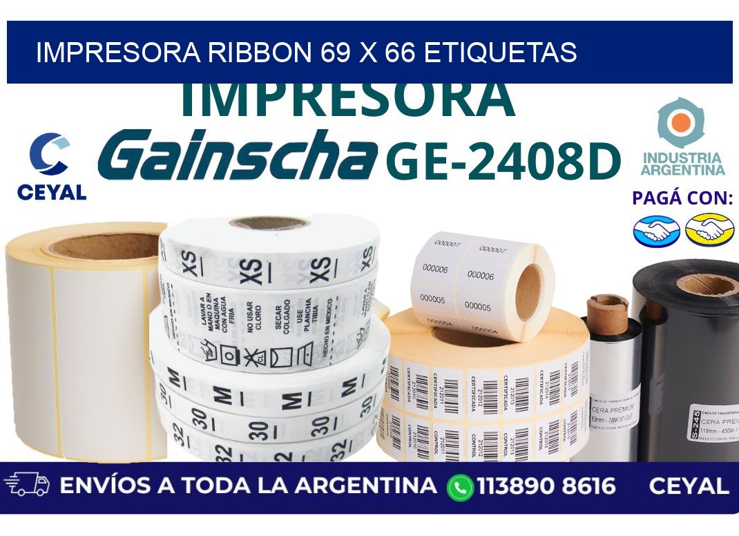 impresora ribbon 69 x 66 etiquetas