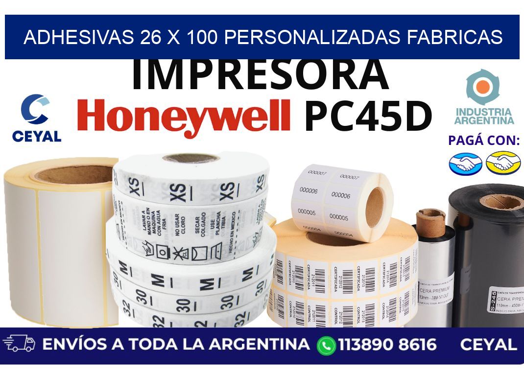 adhesivas 26 x 100 personalizadas fabricas