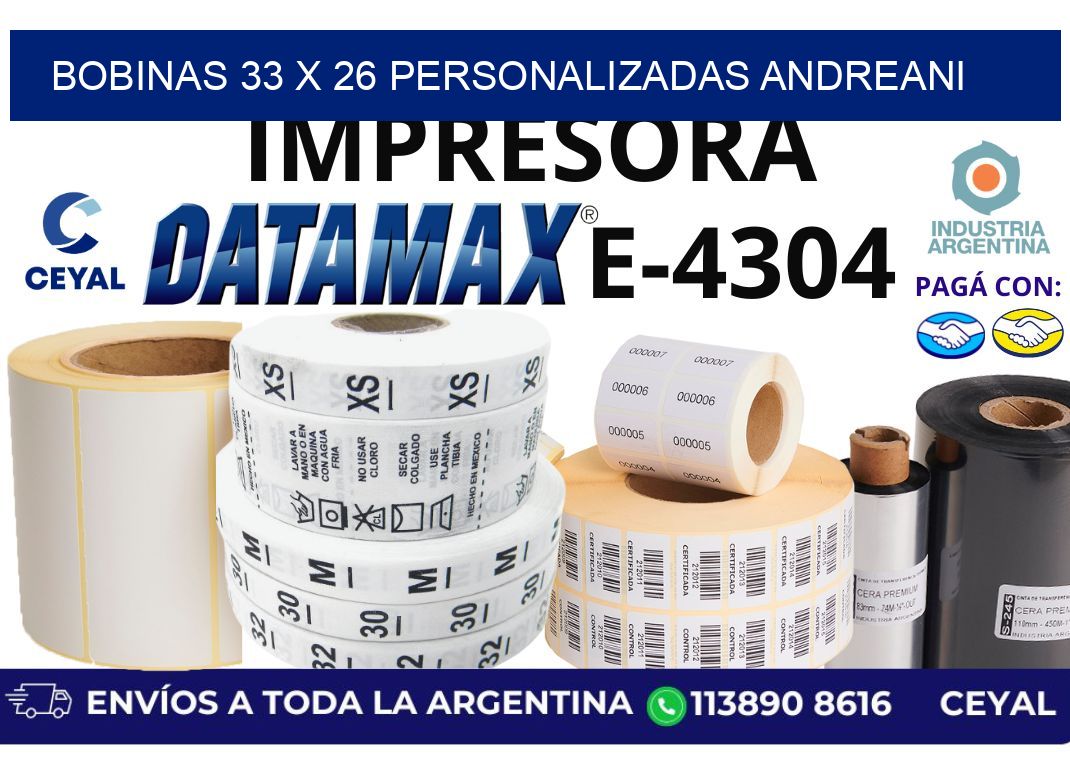 bobinas 33 x 26 personalizadas andreani